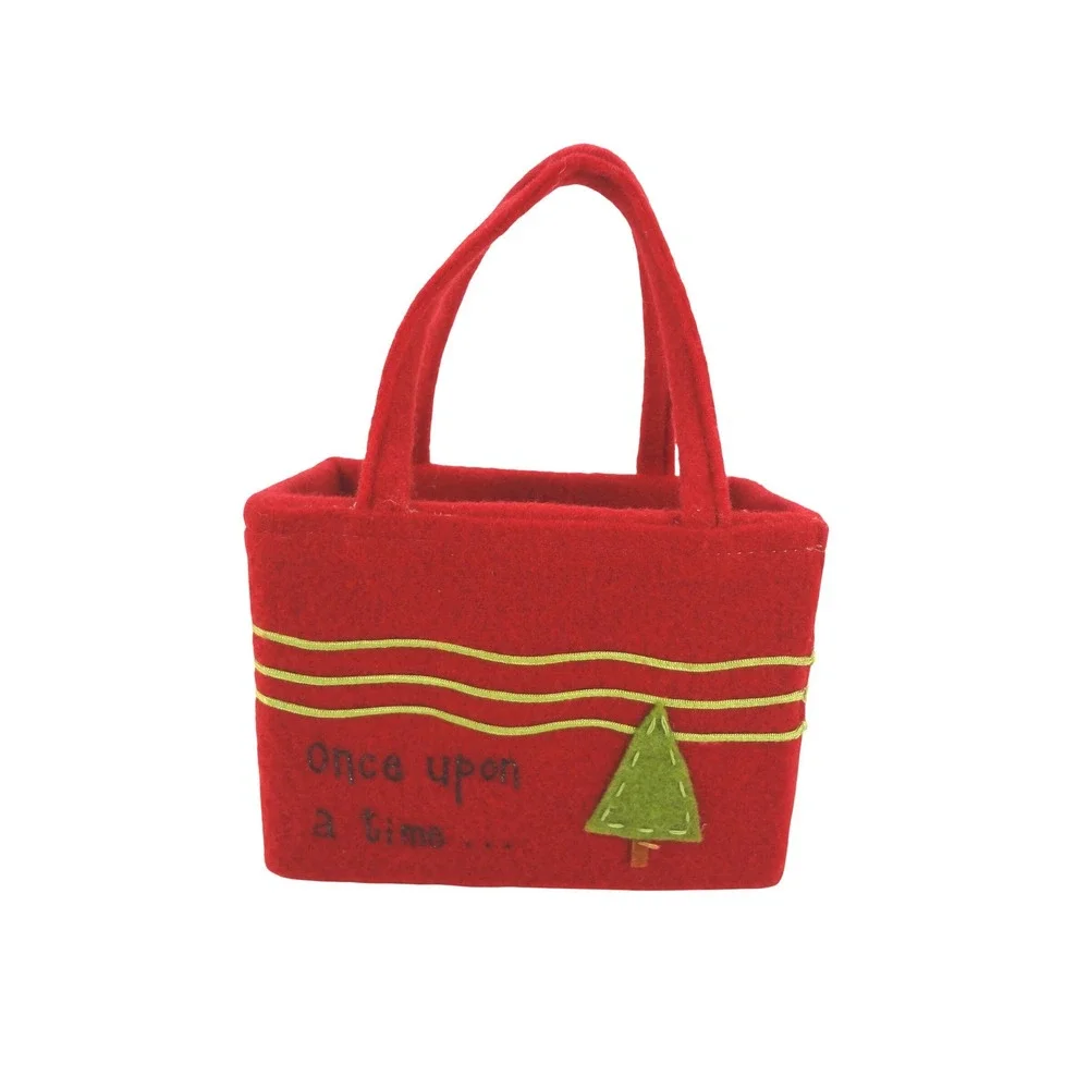 Vintage Kittens in‎ Pajamas Square Red Felt Handbag Accessory Pouch